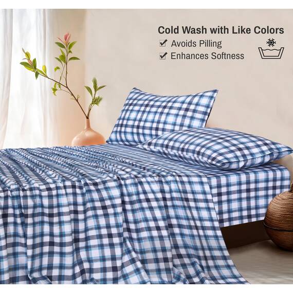 RUVANTI Flanell-Bettwäsche-Set für King-Size-Bett, 100 % Baumwolle, doppelt gebürstet, tiefe Taschen, 40,6 cm, für alle Jahreszeiten, atmungsaktiv und extra weich, warm und gemütlich, 4-teilig