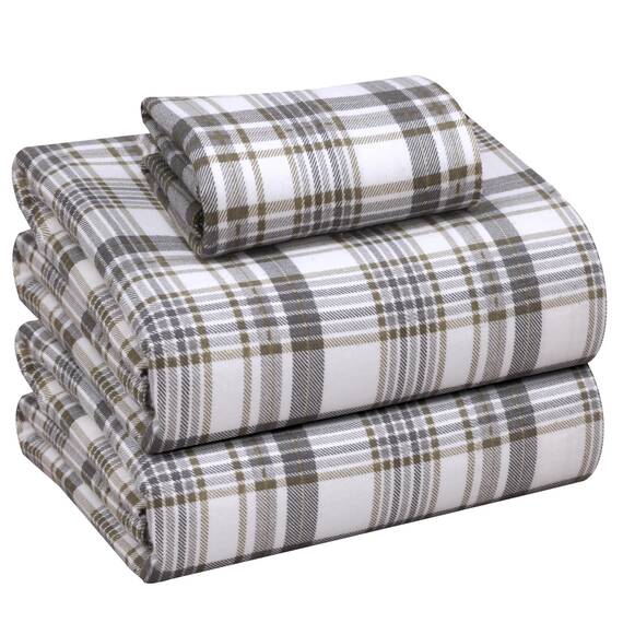 RUVANTI Flanell-Bettlaken-Sets für Doppelbetten XL – 100 % Baumwolle, doppelt gebürstet, tiefe Taschen, 40,6 cm, für alle Jahreszeiten, atmungsaktiv und extra weich, warm und gemütlich, 3-teilig,