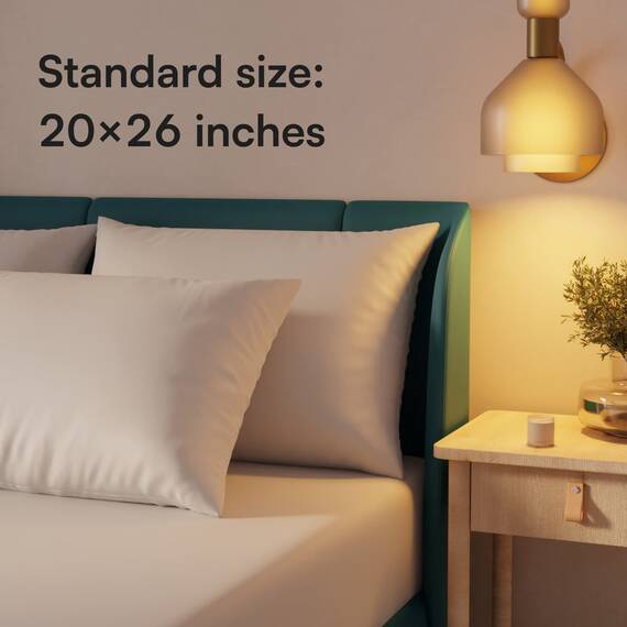 4 Stück Kissenschutz, federfest, Standard, 50.8x66 cm, 3–4 Mikrometer, Porengröße, Premium-Baumwoll-Satin-Mischgewebe, engmaschig, im Labor getestet, geräuschlos, atmungsaktiv, knitterfrei