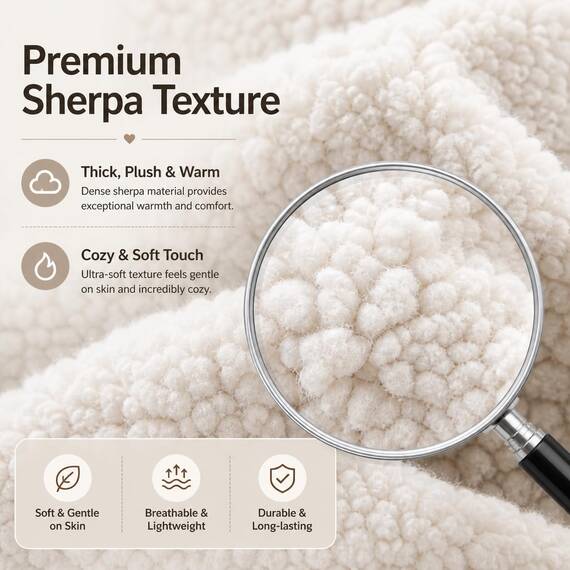 Reafort Ultra Soft Sherpa Körper-Kissen Cover/Case mit Reißverschluss Sahne 21 "X54