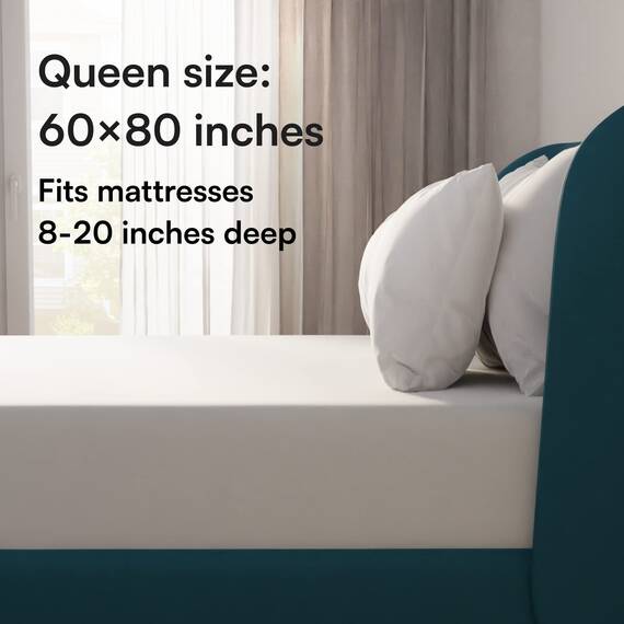 Niagara Sleep Solution Queen wasserdichte Matratzenauflagen-Schutzhülle, Tiefe Tasche, 60 x 80, atmungsaktiv, geräuschlos, 8–20 Zoll, Bett, glattes Jersey, Matratzenauflagen-Abdeckung