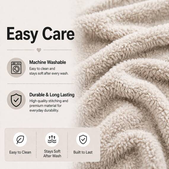 Reafort Ultra Soft Sherpa Körper-Kissen Cover/Case mit Reißverschluss Sahne 21 "X54