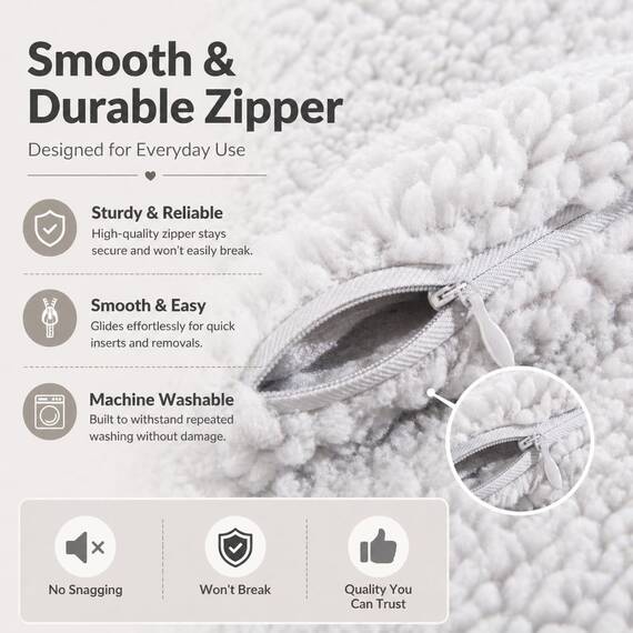 Reafort Ultra Soft Sherpa Körper-Kissen Cover/Case mit Reißverschluss Silber-Grau 21 "X54