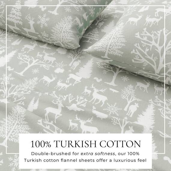 Great Bay Home Flanell-Bettwäsche-Set, volle Größe, 100% türkische Baumwolle, doppelt gebürstet, Lodge-Bedruckt, ultraweich, gemütlich, 4-teiliges Bettwäsche-Set (Enchanted Woods, Blau)