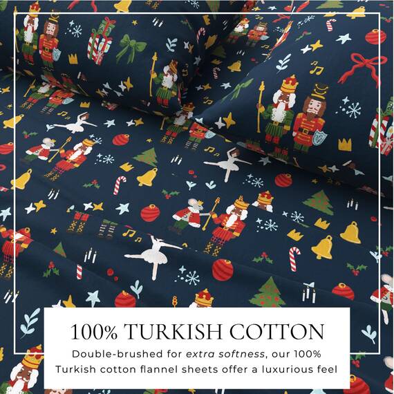Great Bay Home Flanell-Bettwäsche-Set für Doppelbett, 100 % türkische Baumwolle, doppelt gebürstet, Weihnachtsmotiv, 3-teiliges Bettwäsche-Set, einlaufvorbehandelt, fusselfrei (Doppelbett,