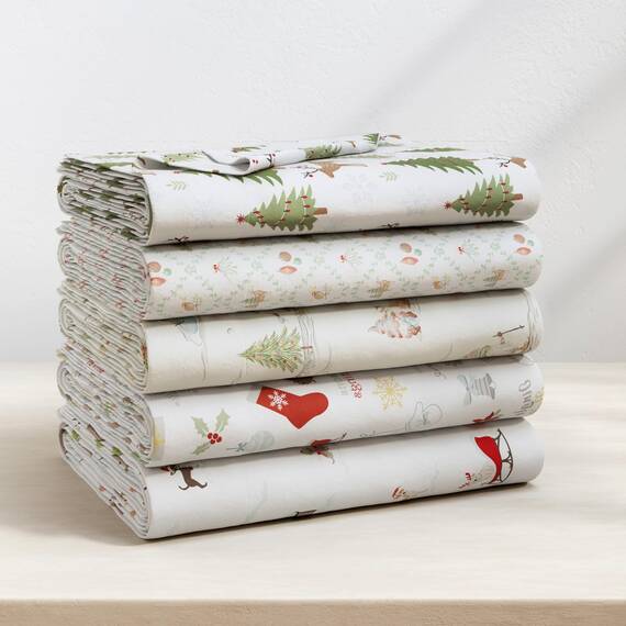 Great Bay Home 100% türkische Baumwolle Queen-Size-Flanell-Bettwäsche-Set,Tiefe Tasche, weiche Weihnachtslaken,warme,Anti-Pilling-Flanell-Bettlaken (Queen, Winterwelpen)