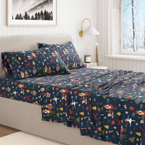Great Bay Home Flanell-Bettwäsche-Set für Doppelbett, 100 % türkische Baumwolle, doppelt gebürstet, Weihnachtsmotiv, 3-teiliges Bettwäsche-Set, einlaufvorbehandelt, fusselfrei (Doppelbett,