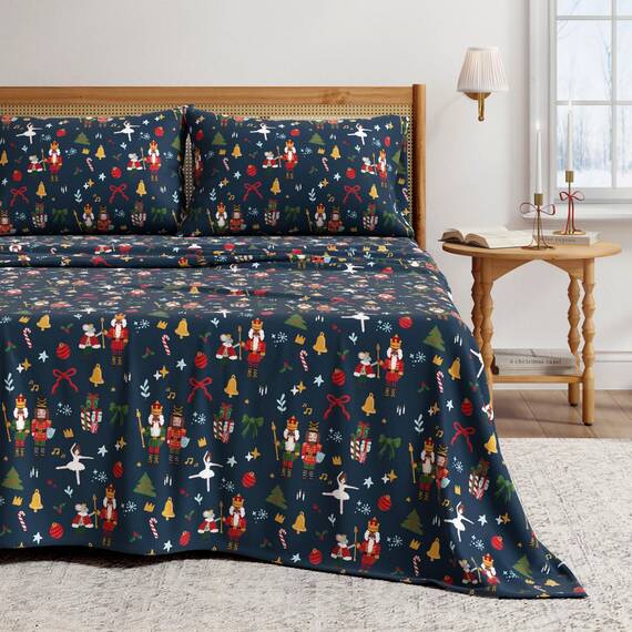Great Bay Home Flanell-Bettwäsche-Set für Doppelbett, 100 % türkische Baumwolle, doppelt gebürstet, Weihnachtsmotiv, 3-teiliges Bettwäsche-Set, einlaufvorbehandelt, fusselfrei (Doppelbett,