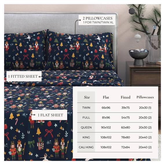 Great Bay Home Flanell-Bettwäsche-Set für Doppelbett, 100 % türkische Baumwolle, doppelt gebürstet, Weihnachtsmotiv, 3-teiliges Bettwäsche-Set, einlaufvorbehandelt, fusselfrei (Doppelbett,