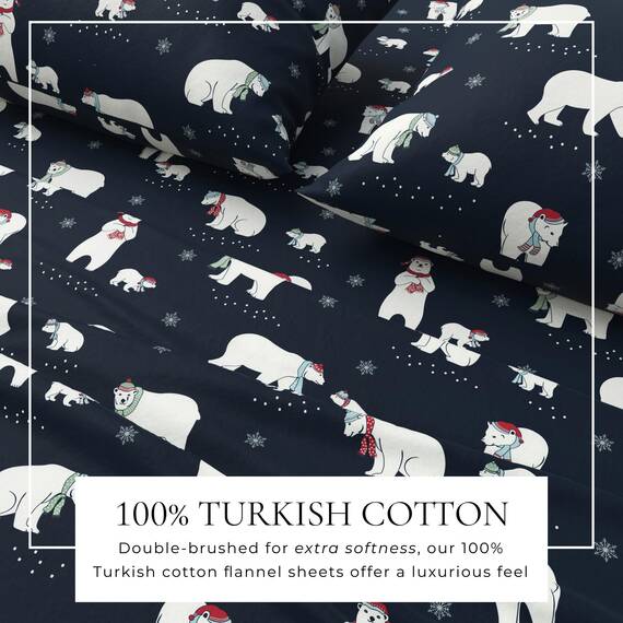 Great Bay Home Flanell-Bettwäsche-Set aus 100% türkischer Baumwolle, Tiefe Taschen, weiche Bettlaken, warme, Anti-Pilling-Flanell-Bettlaken (Twin, Navy Polar Bears)