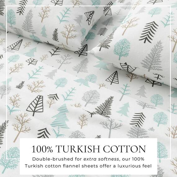 Great Bay Home Flanell-Bettwäsche-Set aus 100% türkischer Baumwolle, Tiefe Taschen, weiche Winterlaken, warme, Anti-Pilling-Flanell-Bettlaken (King, Winter Forest)