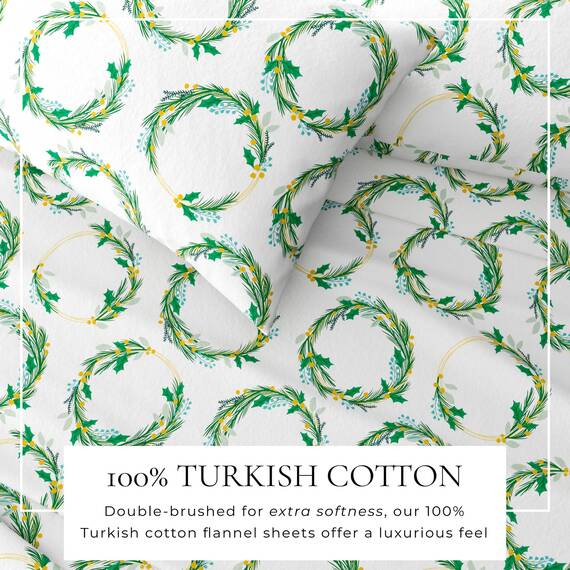 Great Bay Home - Bettwäsche-Set aus 100 % türkischer Baumwolle, für Kingsize-Betten, strapazierfähig, warm, rustikal, sanforisiert und fusselfrei, Kranz
