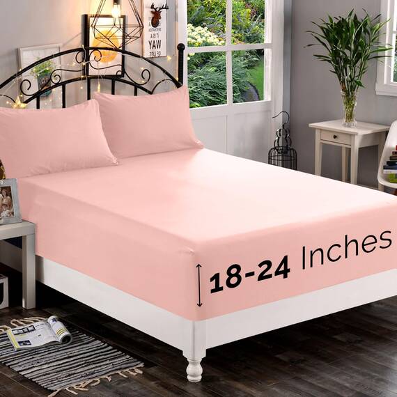 Elegant Comfort, Spannbettlaken, Fadenzahl 1500, ultraweich, 46–61 cm, extra Tiefe Tasche, Einzelbett-Spannbetttuch für hohe Matratze, knitterfrei, mit Aufbewahrungstaschen, California King, zartes
