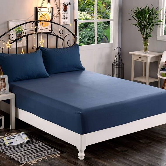 Elegant Comfort 1500 Premium-Hotelqualität, 1-teiliges Spannbetttuch, weichste Qualität, Mikrofaser, Tiefe Tasche bis zu 40,6 cm, Knitter- und lichtbeständig, Twin/Twin XL, Marineblau