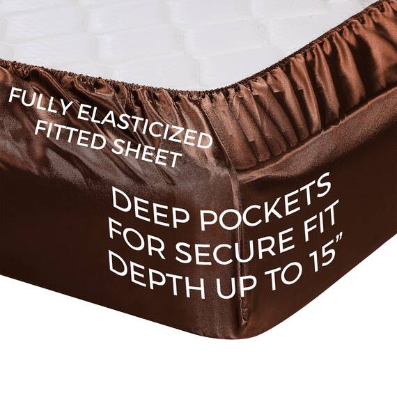 Satin-Spannbettlaken, Doppelbett, 3-teilig, luxuriös, seidig, extra weich, 1800 Mikrofaser, knitterfrei, verblasst nicht, schmutzabweisend, tiefes Spannbetttuch, Bettlaken und Kissenbezüge