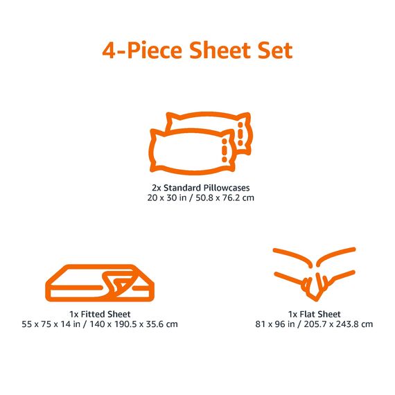 Amazon Basics 4 Stück Bettlaken-Set aus Jersey, für Doppelbetten Full, Haferbeige, Einfarbig