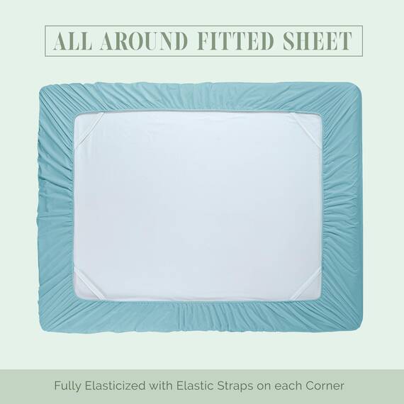 Elegant Comfort 4-teiliges Bettlaken-Set, luxuriöse Bettwäsche, 1500, hochwertige Mikrofaser, Rundumgummi, 45,7 - 61 cm tiefes Spannbetttuch, extra tiefe Bettlaken, Queensize, Babyblau