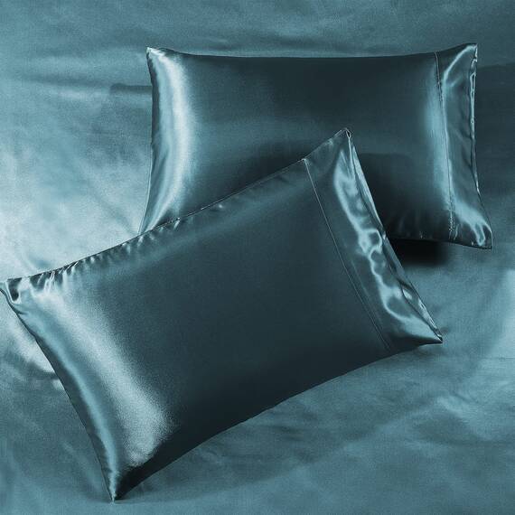 Satin-Bettwäsche Queen [4-teilig, Blaugrün] Hotel Luxus Seidige Bettwäsche – Extra weiche 1800 Mikrofaser Laken Set, schmutzabweisend – Spannbettlaken mit tiefen Taschen, Bettlaken und Kissenbezügen