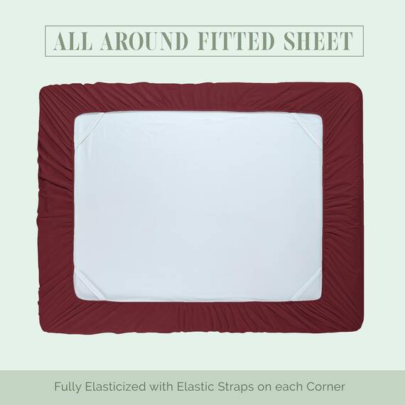 Elegant Comfort Luxus-Bettwäsche-Set, 4-teilig, 1500, hochwertige Mikrofaser, Rundumgummi, 45,7-61 cm tiefes Spannbetttuch, extra Tiefe Bettlaken, Full, Burgunderrot