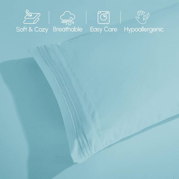 Elegant Comfort 4-teiliges Bettlaken-Set, luxuriöse Bettwäsche, 1500, hochwertige Mikrofaser, rundum elastisch, 45,7-61 cm tief, extra Tiefe Bettlaken, Twin/Twin XL, Babyblau