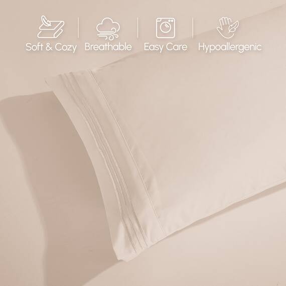 Elegant Comfort 4-teiliges Bettlaken-Set, luxuriöse Bettwäsche, 1500, hochwertige Mikrofaser, Rundumgummi, 45,7-61 cm tiefes Spannbetttuch, extra Tiefe Bettlaken, Twin/Twin XL, cremebeige