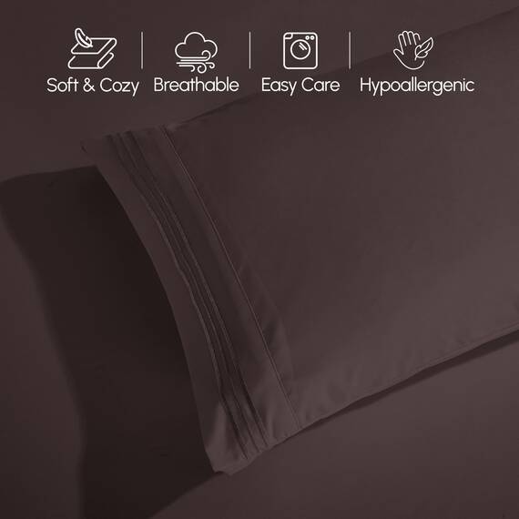Elegant Comfort 4-teiliges Bettlaken-Set, luxuriöse Bettwäsche 1500, hochwertige Mikrofaser, rundum elastisch, 45,7-61 cm tiefes Spannbetttuch, extra Tiefe Bettlaken, Full, Braun