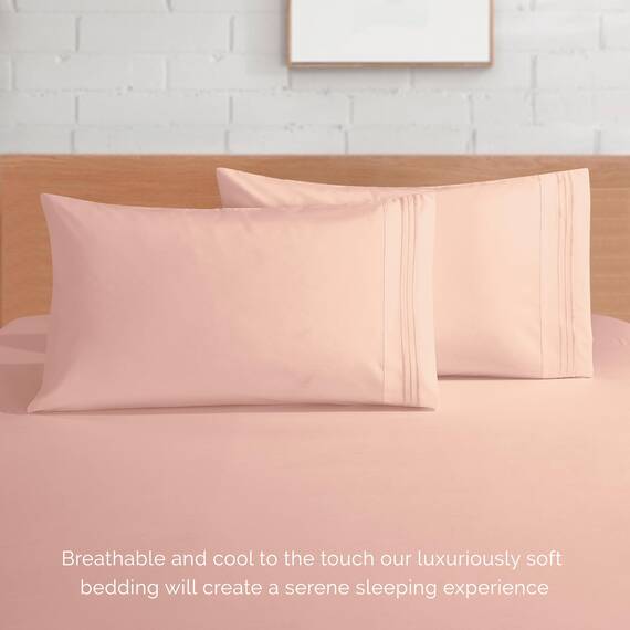 Elegant Comfort Luxus-Bettwäsche-Set, 4-teilig, 1500, hochwertige Mikrofaser, Rundumgummi, 45,7-61 cm tiefes Spannbetttuch, extra Tiefe Bettlaken, Kingsize, Blush Pink