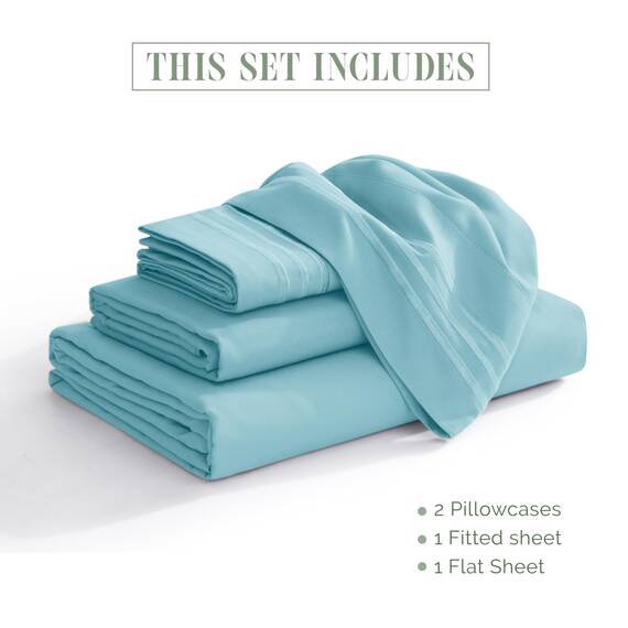 Elegant Comfort 4-teiliges Bettlaken-Set, luxuriöse Bettwäsche, 1500, hochwertige Mikrofaser, rundum elastisch, 45,7-61 cm tief, extra Tiefe Bettlaken, Twin/Twin XL, Babyblau