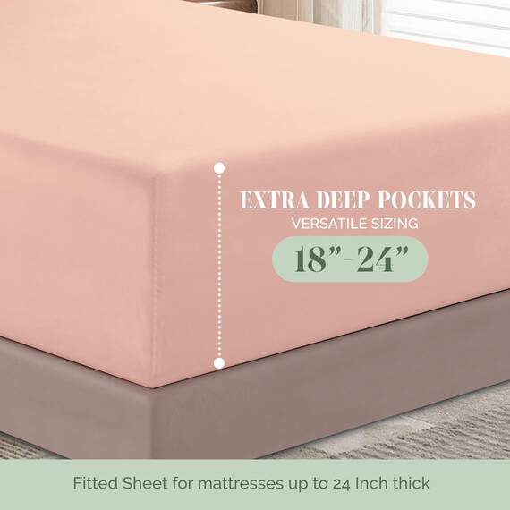 Elegant Comfort 4-teiliges Bettlaken-Set, luxuriöse Bettwäsche, 1500, hochwertige Mikrofaser, rundum elastisch, 45,7-61 cm tiefes Spannbetttuch, extra Tiefe Bettlaken, Twin/Twin XL, Blush Pink