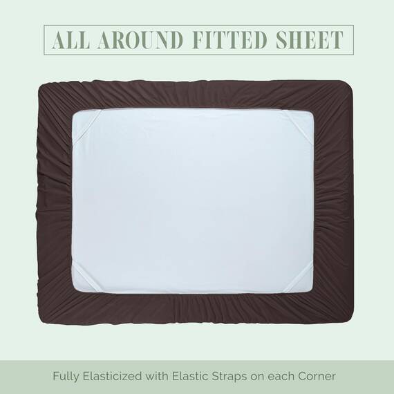 Elegant Comfort 4-teiliges Bettwäsche-Set, luxuriöse Bettwäsche aus 1500 Premium-Mikrofaser, Hotelqualität, rundum elastisch, 45,7 - 61 cm tiefes Spannbetttuch, extra tiefe Bettlaken, Kingsize, Braun