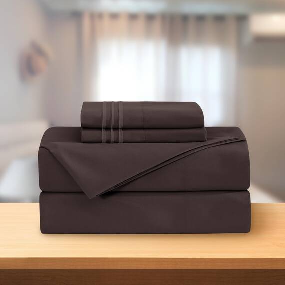 Elegant Comfort Luxuriöses 3-teiliges Bettwäsche-Set – luxuriöse Bettwäsche mit 1500 Fadenzahl, ägyptische Qualität Modern Full braun