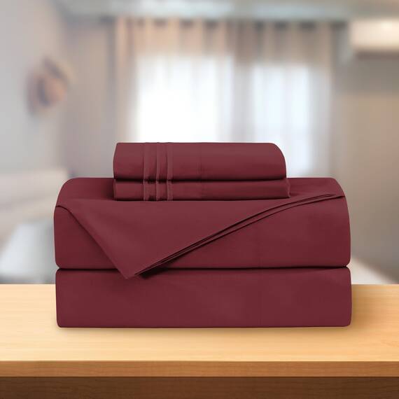 Elegant Comfort Luxuriöses 3-teiliges Bettwäsche-Set – luxuriöse Bettwäsche mit 1500 Fadenzahl, ägyptische Qualität Modern Twin/Twin XL burgunderfarben