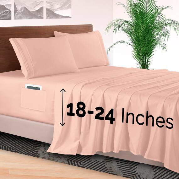 Elegant Comfort Luxus-Bettwäsche-Set, 4-teilig, 1500, hochwertige Mikrofaser, Rundumgummi, 45,7 - 61 cm tiefes Spannbetttuch, extra tiefe Bettlaken, Full, Blush Pink