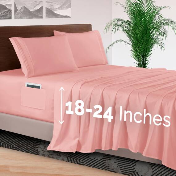 Elegant Comfort Luxus-Bettwäsche-Set, 4-teilig, 1500, hochwertige Mikrofaser, Rundumgummi, 45,7 - 61 cm tiefes Spannbetttuch, extra tiefe Bettlaken, Full, Violett
