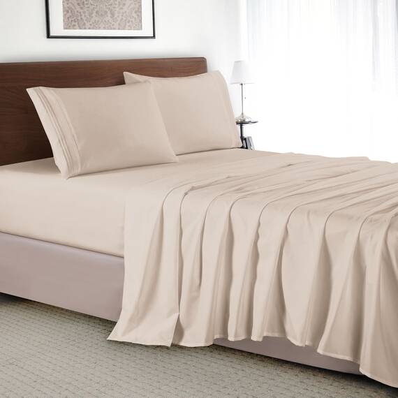 Elegant Comfort Luxuriöses 4-teiliges Bettlaken-Set, luxuriöse Bettwäsche aus 1500 Premium-Mikrofaser in Hotelqualität, knitterfrei, kühl und atmungsaktiv, leicht elastisch, California-King-Size-Bett,