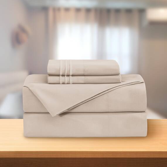Elegant Comfort Luxuriöses 3-teiliges Bettwäsche-Set – luxuriöse Bettwäsche mit 1500 Fadenzahl, ägyptische Qualität Traditionell Twin/Twin XL Creme-beige