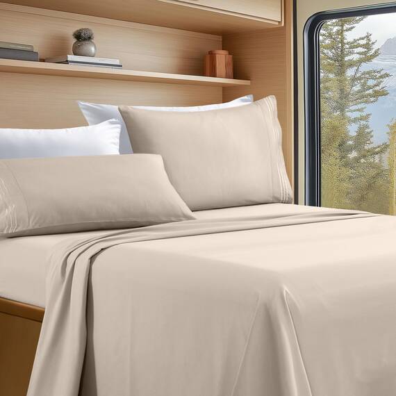 Elegant Comfort Luxuriöses 4-teiliges Bettlaken-Set, luxuriöse Bettwäsche aus 1500 Premium-Mikrofaser in Hotelqualität, knitterfrei, kühl und atmungsaktiv, leicht elastisch, für Kurze