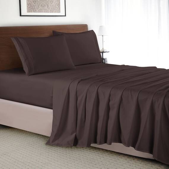 Elegant Comfort Luxuriöses 3-teiliges Bettwäsche-Set – luxuriöse Bettwäsche mit 1500 Fadenzahl, ägyptische Qualität Modern Full braun