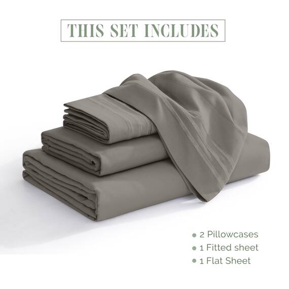 Elegant Comfort 4-teiliges Bettwäsche-Set, luxuriöse Bettwäsche aus 1500 Premium-Mikrofaser, Hotelqualität, rundum elastisch, 45,7-61 cm tiefes Spannbetttuch, extra Tiefe Bettlaken, Kingsize, Grau