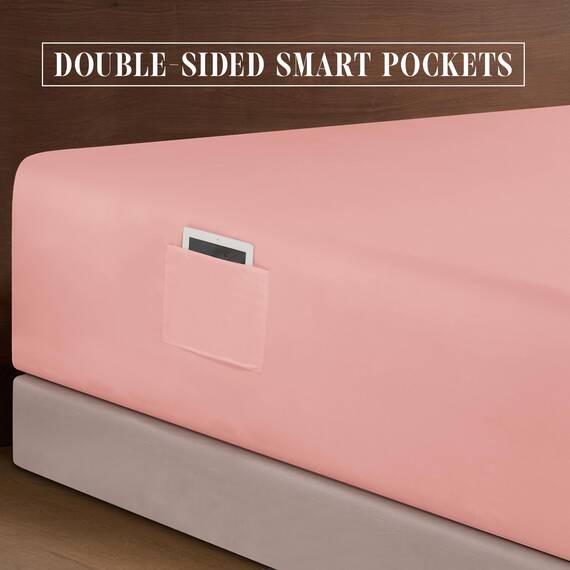 Elegant Comfort 4-teiliges Bettlaken-Set, luxuriöse Bettwäsche, 1500, hochwertige Mikrofaser, rundum elastisch, 45,7-61 cm tiefes Spannbetttuch, extra Tiefe Bettlaken, Twin/Twin XL, Dusty Rose