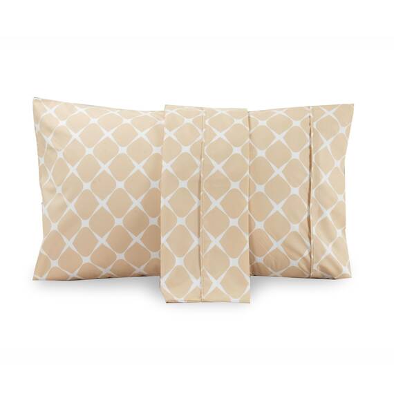 Elegant Comfort Luxuriöses, ultraweiches 2-teiliges Kissenbezug-Set, 1500 Premium-Mikrofaser in Hotelqualität, doppelt gebürstet, knitterfrei, Kingsize, Bloomingdale-Muster, Cremefarben