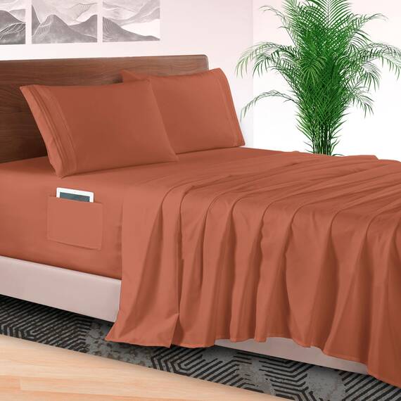 Elegant Comfort 4-teiliges Bettwäsche-Set, luxuriöse Bettwäsche aus 1500 Premium-Mikrofaser, Hotelqualität, rundum elastisch, 45,7-61 cm tiefes Spannbetttuch, extra Tiefe Bettlaken, Kingsize,