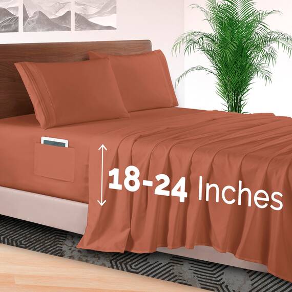 Elegant Comfort 4-teiliges Bettwäsche-Set, luxuriöse Bettwäsche aus 1500 Premium-Mikrofaser, Hotelqualität, rundum elastisch, 45,7-61 cm tiefes Spannbetttuch, extra Tiefe Bettlaken, Kingsize,