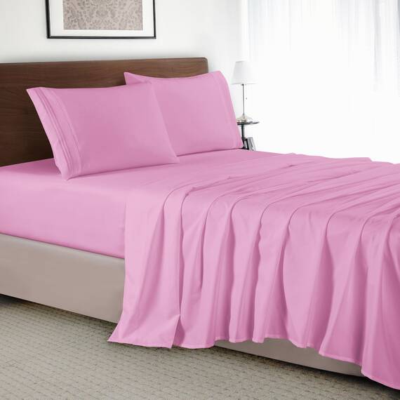 Elegant Comfort Luxuriöses 3-teiliges Bettwäsche-Set – luxuriöse Bettwäsche mit 1500 Fadenzahl, ägyptische Qualität Modern Full Hellrosa Farbe