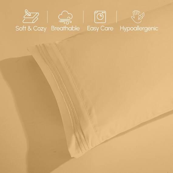 Elegant Comfort Luxuriöses 5-teiliges Bettlaken-Set, luxuriöse Bettwäsche aus 1500 Premium-Mikrofaser in Hotelqualität, knitterfrei, kühl und atmungsaktiv, leicht elastisch, geteiltes Kingsize-Bett,