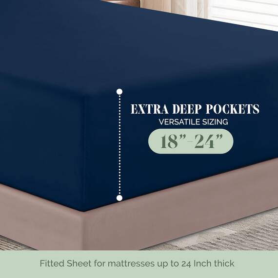 Elegant Comfort 4-teiliges Bettwäsche-Set, luxuriöse Bettwäsche aus 1500 Premium-Mikrofaser, Hotelqualität, rundum elastisch, 45,7 - 61 cm tiefes Spannbetttuch, extra tiefe Bettlaken, Kingsize,