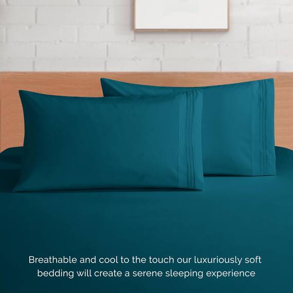 Elegant Comfort 4-teiliges Bettlaken-Set, luxuriöse Bettwäsche aus 1500 Premium-Mikrofaser, Hotelqualität, rundum elastisch, 45,7-61 cm tief, extra Tiefe Bettlaken, Kingsize, Marineblaugrün