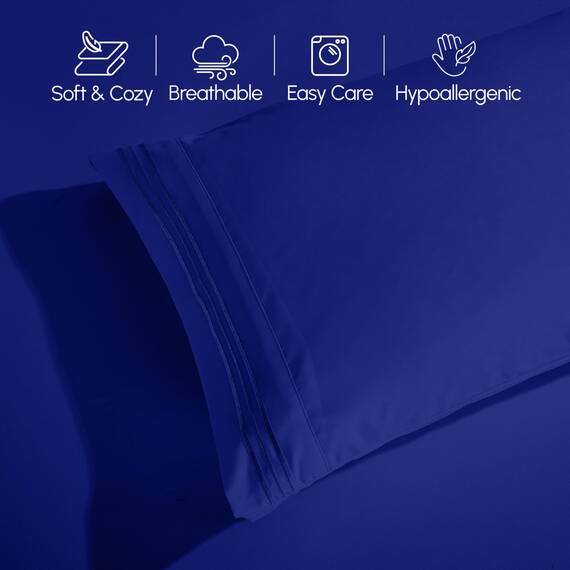 Elegant Comfort 4-teiliges Bettlaken-Set, luxuriöse Bettwäsche, 1500, hochwertige Mikrofaser, rundum elastisch, 45,7-61 cm tief, extra Tiefe Bettlaken, Twin/Twin XL, Imperial Blue