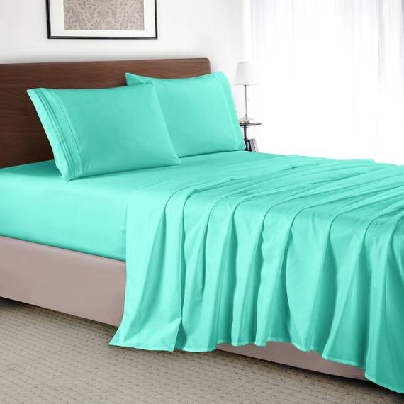 Elegant Comfort Luxuriöses 4-teiliges Bettlaken-Set – Luxus-Bettwäsche, Fadenzahl 1500, ägyptische Qualität, Mikrofaser, knitterfrei, kühl und atmungsaktiv, einfache elastische Passform, vollständig,