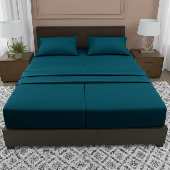 Elegant Comfort Luxuriöses 5-teiliges Bettlaken-Set, luxuriöse Bettwäsche aus 1500 Premium-Mikrofaser in Hotelqualität, knitterfrei, kühl und atmungsaktiv, leicht elastisch, geteiltes Kingsize-Bett,